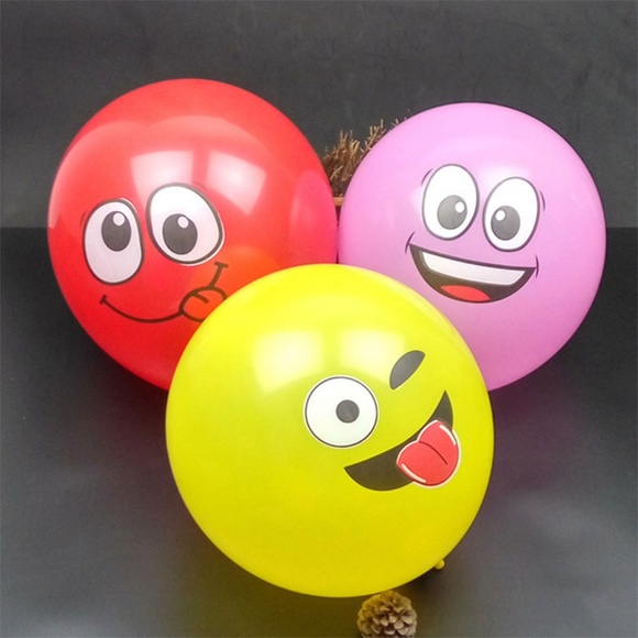 Emoji / Smiley face Latex Balloons, 10 Pcs, 12" ๐ธ - Picture 2 of 8